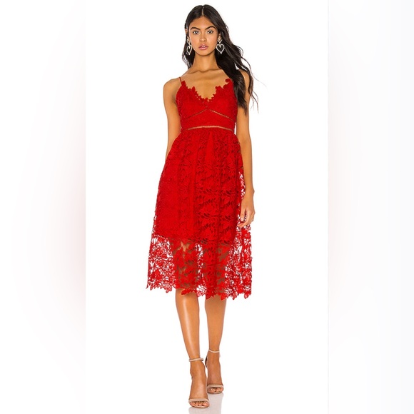 Bardot Sonya Lace Dress in Fire Red - Picture 1 of 13